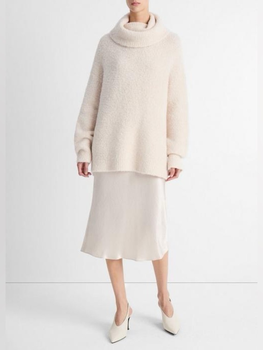 NWT $425 Vince Italian Bouclé Turtleneck Tunic Sweater